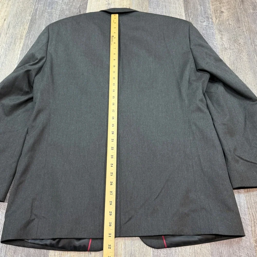 John Henry Blazer Mens 42 Charcoal Gray 2 Button Modern Sport Coat Jacket